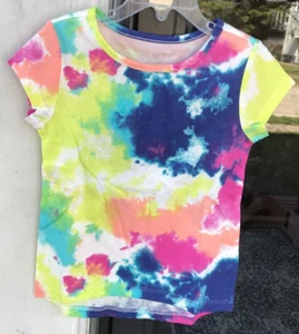 Girls Childrens Place XS/4 Tie Dye High Low Short Sleeve Top T-Shirt New 07 - Picture 1 of 6