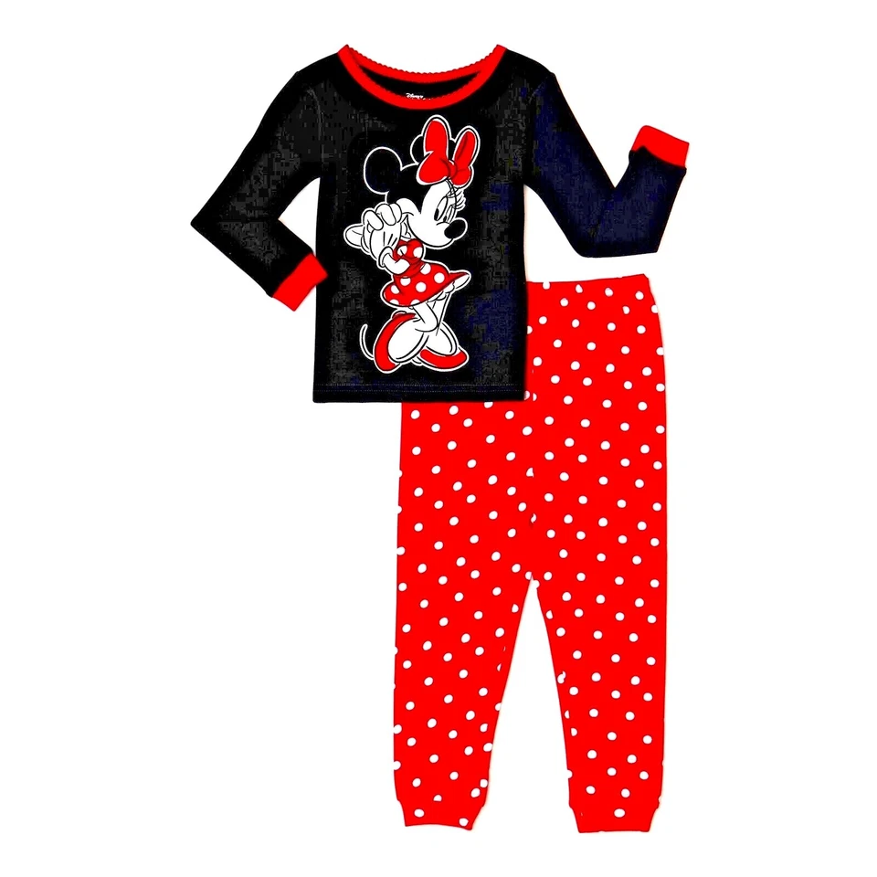 Minnie Mouse 迪斯尼棉紧身睡衣睡衣套装 学步儿童 尺寸 2T $20 — 第 1/1 张图片