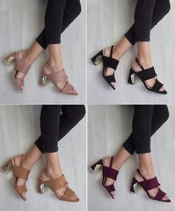 Sandalias para mujer de tacón de bloque con hebilla al tobillo con correa punta de peep - Imagen 1 de 33