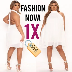🆕️ NEW Fashion Nova Summer Coast Romper Dress Short - White - 1X - Picture 1 of 20