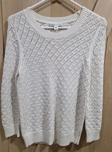 Banana Republic Pullover Off Wht Sweater Open Knit Long Sleeves Size M - Picture 1 of 4