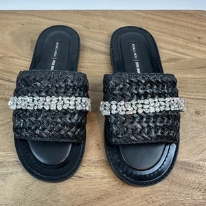 Neu Jessica Rich x Steve Madden Starlight schwarze verzierte Damen-Pantolette Größe 6 - Bild 1 von 8