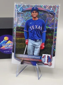 2025 Bowman Chrome⚾ Elorky Rodriguez BCP-186😎 Lazer Parallel Texas Rangers - Picture 1 of 2
