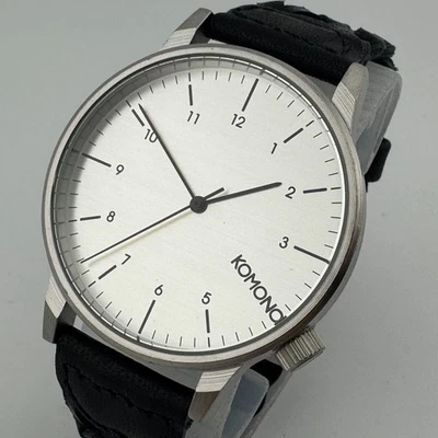 Komono Winston Quartz Watch Men 30m Silver Leather Japan Movt Analog New Battery - Image 1 of 4