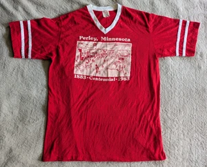 Vintage 1983 Minnesota Single Stitch V-Neck Ringer T-Shirt L 80s 1980s - Picture 1 of 6