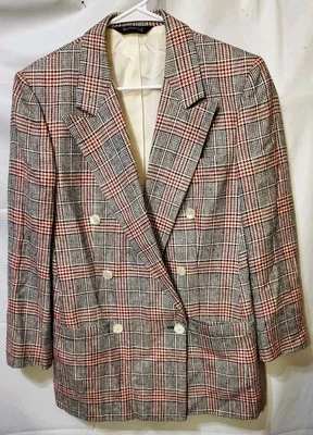 Burberrys винтажный шелк женщин Glen клетку куртка Sz маленький Y2K редкая  - Изображение 1 из 4