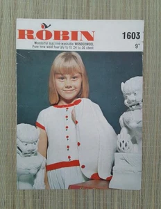 Cardigan and Jumper Pattern Booklet For Children Robin 1603 - Picture 1 of 2