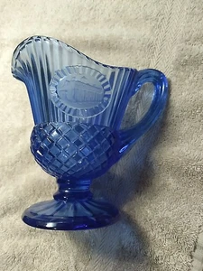 Vintage Avon Fostoria Creamer Pitcher Cobalt Blue Glass Washington Mt Vernon - Picture 1 of 5