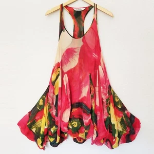 AllSaints Lolita Floral Asymmetrical 100% Silk Dress Iconic Parachute UK 10 US 6 - Picture 1 of 16