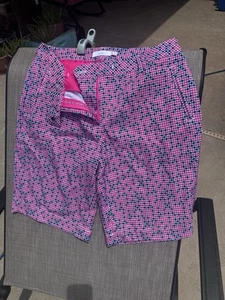 Lady Hagen Women's Golf Shorts Hot Pink & Navy Diamond Pattern Pockets SZ 10 - Picture 1 of 3