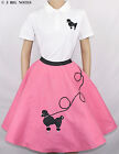7 PC Hot PINK 50's POODLE SKIRT OUTFIT ADULT XL/3X WAIST 40"-50" Length 25"
