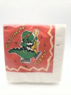 Vintage 80’s “Dino-Mite Party” Dinosaur Napkins - 16 Pack Carlton Cards - Image 1 of 4