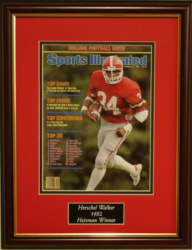 Georgia Bulldogs Herschel Walker Aug 1981 Sports Illustrated framed cover print  - Image 1 of 1