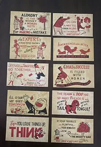 Lot of 10 Komic Kard Post Cards Plak Humor Unused 3.5” X 6” - Picture 1 of 10