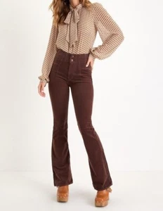 Pantalones de pana acampanados Free People Jayde marrón oscuro talla 24 - Imagen 1 de 13