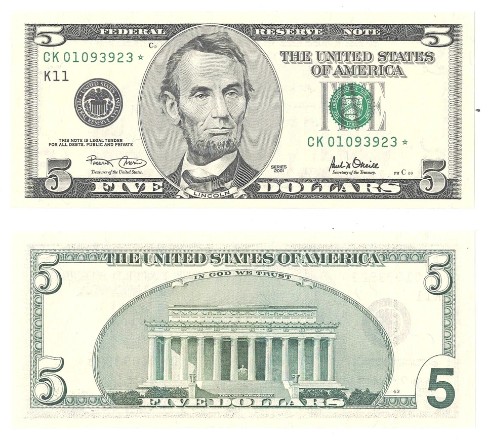 2001 $5 Dallas District Star Note FR 1988-K* Uncirculated #3923 - Image 1 of 1