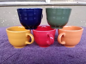 Vtg FIESTAWARE Red Blue Green Yellow Orange Cups 6oz 2.75" - Picture 1 of 5