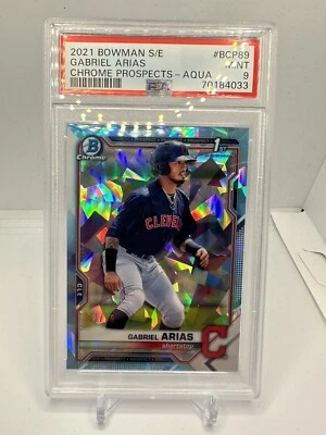 2022 Bowman Chrome Sapphire Gabriel Arias Prospect Aqua Refractor /99 PSA 9 Pop2 - Image 1 of 3