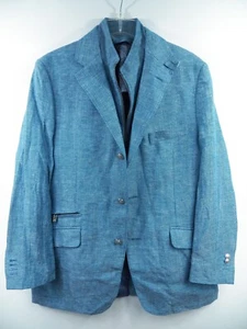 CORNELIANI MENS 50 40 R BLAZER JACKET LUXURY BLUE WOOL LINEN SILK MADE IN ITALY - Picture 1 of 13