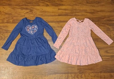 Лот из 2 девочек длинным рукавом платья размер 4 ограниченного тоже - Изображение 1 из 4