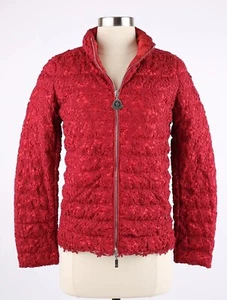 $1,690 Moncler Sorbier Down Lace Jacket SZ 1/S Red MINT - Picture 1 of 9