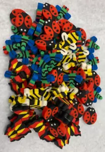 100 Mini Erasers insects Teacher Supply Math Counter Bees ladybugs dragonfly - Picture 1 of 1