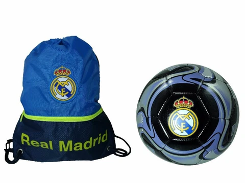 Real Madrid Officially Licensed Soccer Ball Size 5 & Cinch Bag 02-4 Cover