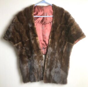 Stole Fur Shawl Wrap Around Cape Collar Luxury Genuine Vintage Jacket Coat
