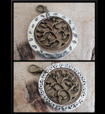 Antique Gold Silver Tree of Life Tag Clip Charm Pendant Key Chain boho - Image 1 of 4