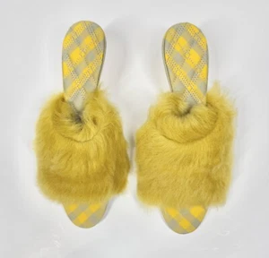 BURBERRY SANDALS MINNIE GENUINE SHEARLING SLIDE MUSTARD MANILLA WOMENS 38 US 8 - Picture 1 of 9