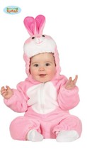 COSTUME CONIGLIO ROSA CARNEVALE VESTITO BAMBINO NEONATO UNISEX CONIGLIETTO