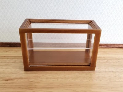 TOWN SQUARE MINIATURES Dollhouse Low Display Case for Bakery Store or Shop 1:12 Scale Furniture Walnut