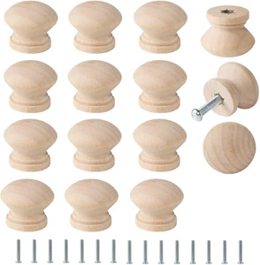 15Pcs Unfinished Wood Knobs, Mushroom Shape Cabinet Knobs Vintage Drawer Knobs, - Picture 1 of 12
