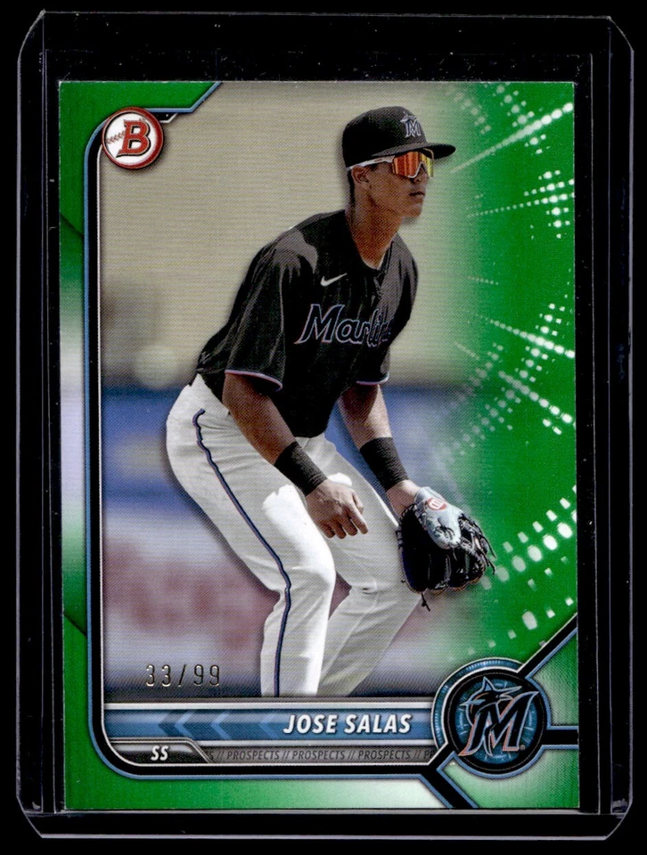 2022 Bowman Prospects Green Jose Salas 33/99 Miami Marlins #BP-30 - Image 1 of 2