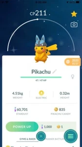 Pokemon Shiny Pikachu Female Wearing Lucario Hat - TRA'DE GO - Read Description - Picture 1 of 1