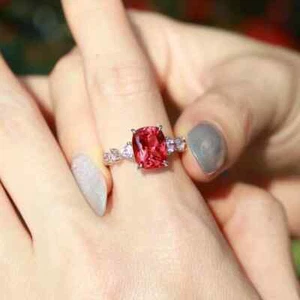 AAA 4.50Ct Natural Ruby Diamond Anniversary Engagement Ring 14K Solid White Gold - Picture 1 of 7