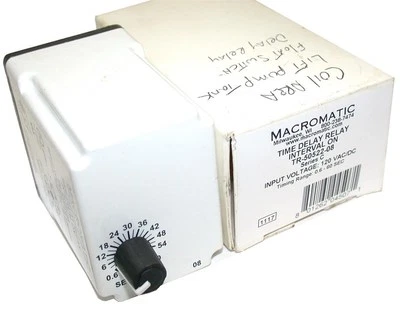 NEW MACROMATIC 120VAC/DC 10A DPDT .6- 60 SECONDS TIME DELAY RELAY TR-50522-08 - Image 1 of 2