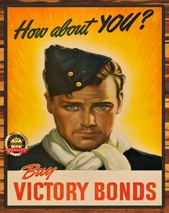 ¿Qué te parece? Póster Buy Victory Bonds - Letrero de metal 11 x 14 - Imagen 1 de 6