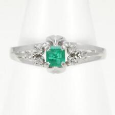 Jewelry Platinum 900 ring 10.5 size Emerald 0.27 Diamond Free shipping Used