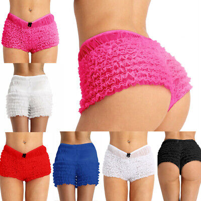 Women's Sexy Ruffled Lace Bloomers Panties Frilly Dance Short Knickers Underwear • 10.75€