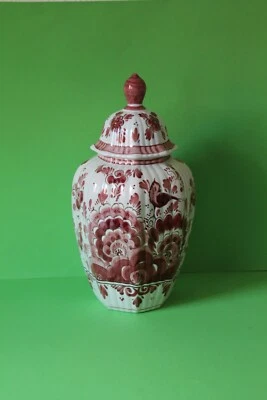 beachtliche Deckelvase Amphore Kaminvase Delfter - Stil Delfts Rot - Bild 1 von 4