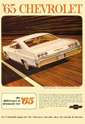 1965 CHEVROLET IMPALA POSTER 24 x 36 INCH | AD |  - Image 1 of 2