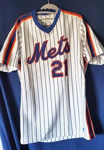 NEW YORK METS  home jersey    Sand-Knit auth.   1983-1990      #21    SIZE: 40 - Picture 1 of 6