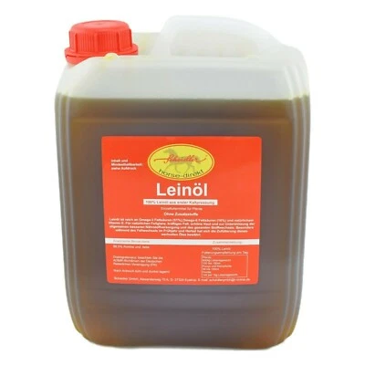 Leinöl 100 % 5 Liter - Erstpressung ohne Zusätze! Für Pferde mit Omega 3 & 6