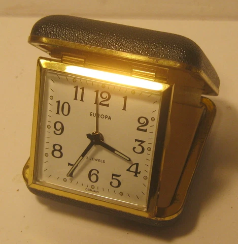Vintage EUROPA 2 Jewel Folding Travel Alarm Clock EXCELLENT Working Condition!!! Cover