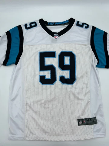 NFL Carolina Panthers Luke Kuechly Size 44 Number 59 White Nike On Field Jersey Cover
