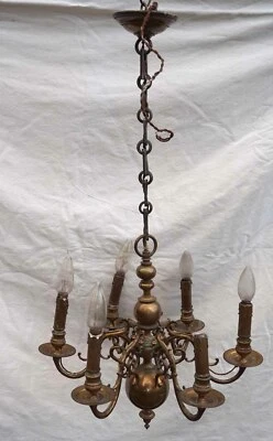 Antique Dutch Chandelier Gilt Bronze 6 Light Early 18th C - Image 1 of 4