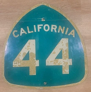 Vintage Original California Highway 44 Schild -- 24" x 25" -- seltene Gas Öl Autobahn - Bild 1 von 7
