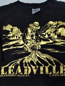 T-shirt vintage Colorado LEADVILLE sérigraphie dorée point unique XL Oneita USA - Photo 1/12