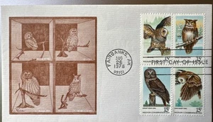 1978 15-cent Owls Block of 4 Ham Cachet Scott #1760-63 - Picture 1 of 1